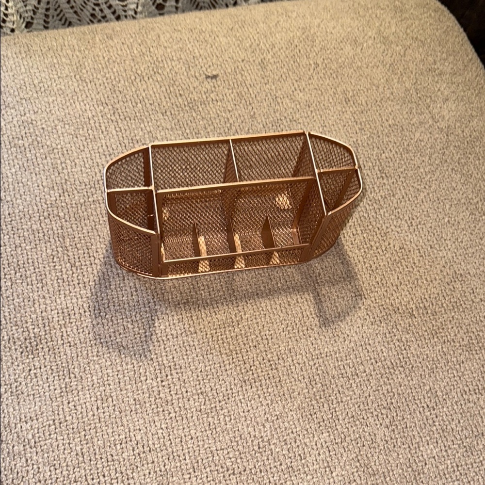 Rose Gold Mesh Desk Organizer